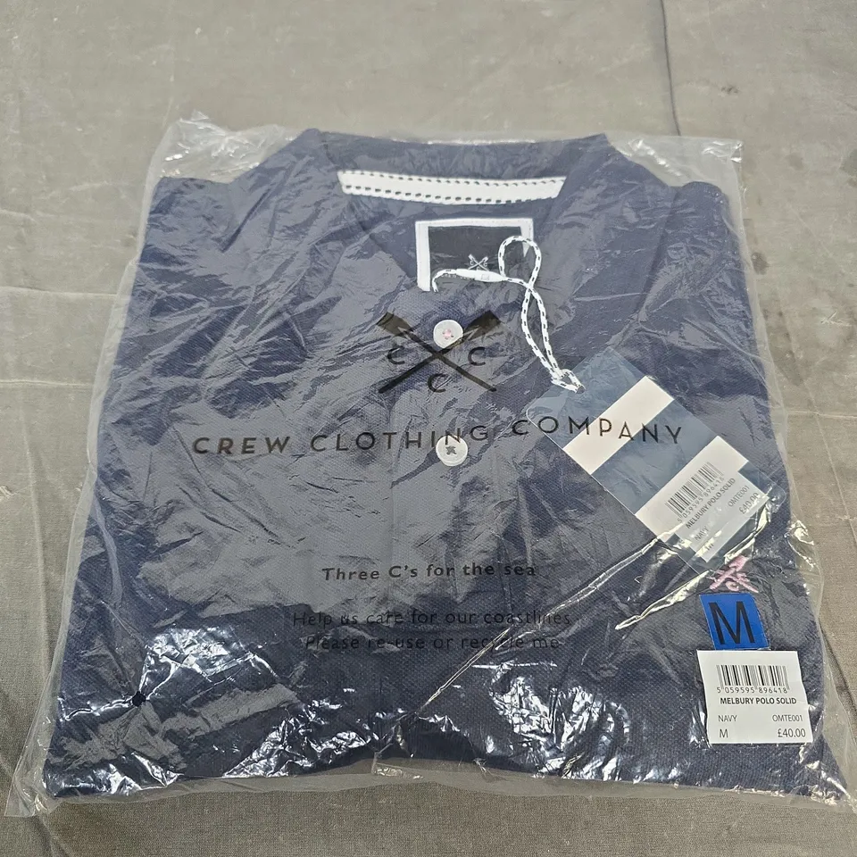 CREW CLOTHING MELBURY POLO SOLID NAVY – MEN'S POLO SHIRT, UK SIZE M