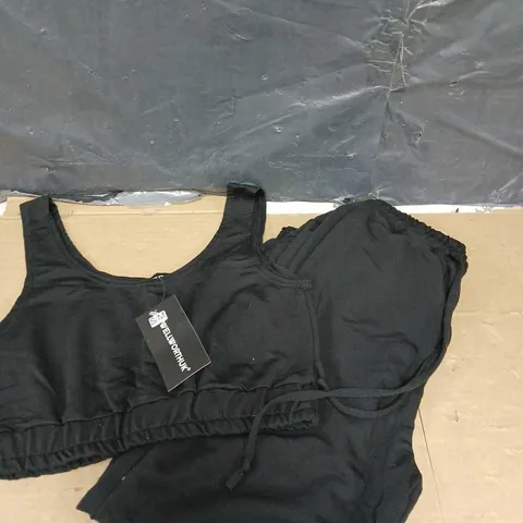 APPROXIMATELY 15 WELLWORTH UK LADIES CROP TOP AND JOGGERS SETS - BLACK - SIZE S/M
