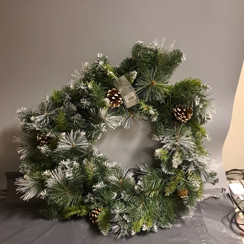 SNOWTIME 60CM FROSTED GLACIER WREATH