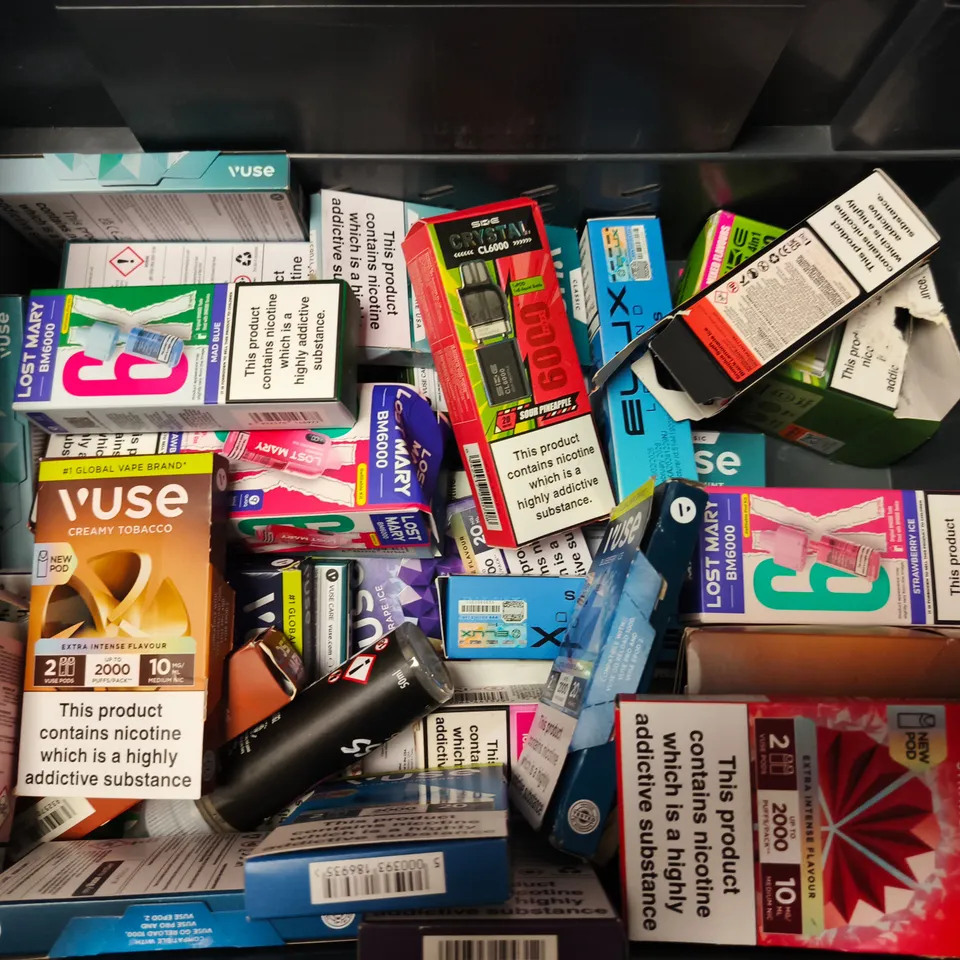 APPROXIMATELY 20 ASSORTED E-CIGARETTE PRODUCTS TO INCLUDE BRANDS SUCH AS LOST MARY, VUSE, HAYATI, ETC - COLLECTION ONLY