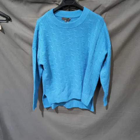 N.PEAL LONDON CONSCIOUS CASHMERE LOW HEM JUMPER – POOL BLUE, UK SMALL