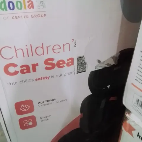 BOXED KIDOOLA CHILDREN'S CAR SEAT BLACK 