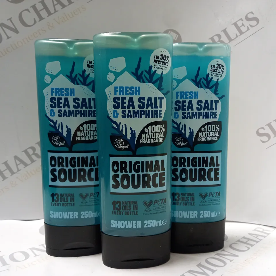 BOX OF APPROX 16 X 250ML ORIGINAL SOURCE FRESH SEA SALT & SAMPHIRE SHOWER GEL