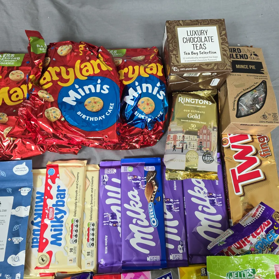 LOT OF APPROXIMATELY 20 ASSORTED FOOD ITEMS TO INCLUDECHOCLATE TEAS AND MILKA CHOCOLATE BARS