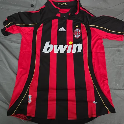 AC MILAN FOOTBALL SHIRT – ADIDAS, BWIN SPONSOR, CHAMPIONS LEAGUE PATCH, UK S