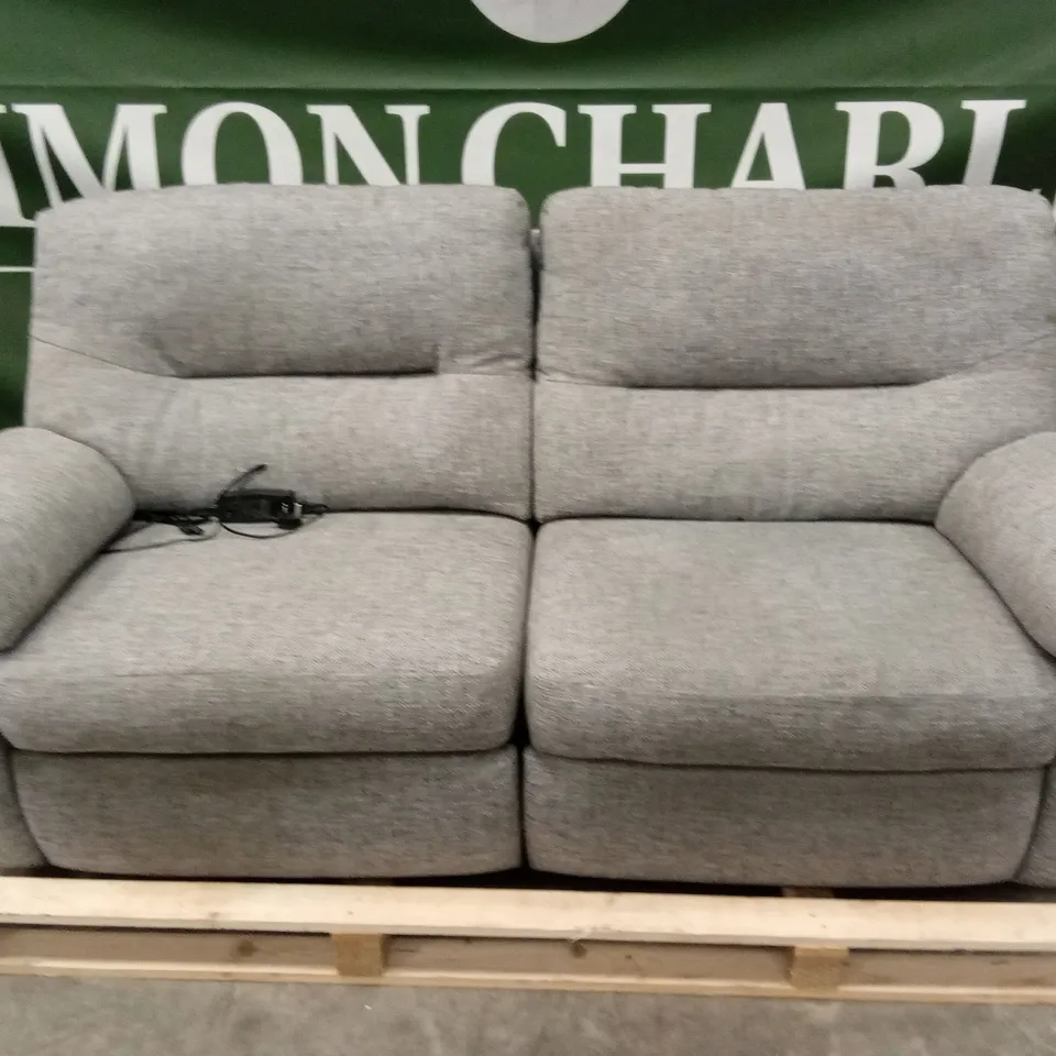 DESIGNER 3 SEATER FABRIC UPHOLSTERED POWER RECLINER SOFA - GREY