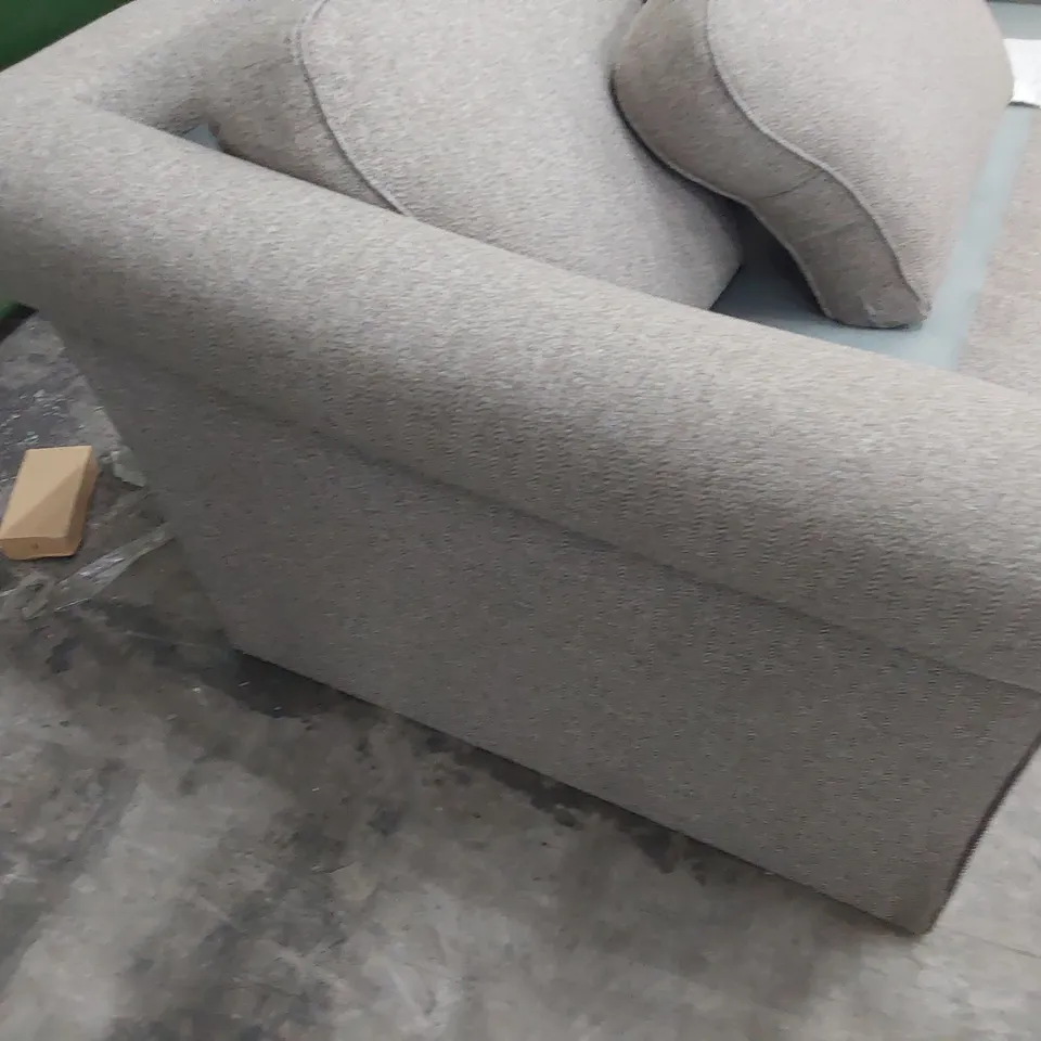 THREE SEATER SOFA FRAME WITH MATCHING BUT ODD SIZED BACK CUSHIONS