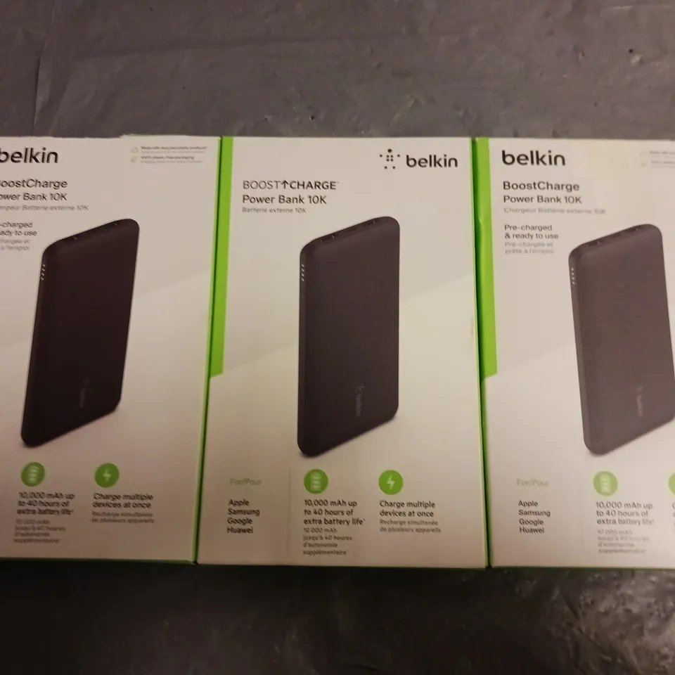 LOT OF 3 BELKIN BOOSTCHARGE 10K POWER BANKS