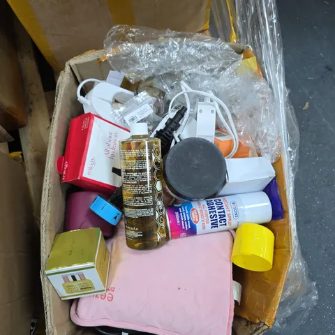 BOX OF ASSORTED ITEMS INCLUDING CONTACT ADHESIVE AND VITAMIN C CREAM
