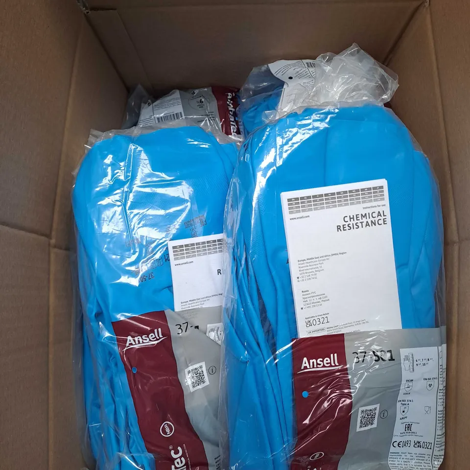ANSElL BOX OF 12X12 ALPHATEC LONG CUFF NITRILE GLOVES IN BLUE SIZE 9 1/2