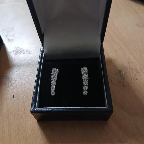 DIAMONIQUE 1.17CT PLATINUM PLATED MINI ICON EARCLIMBERS STERLING SILVER 