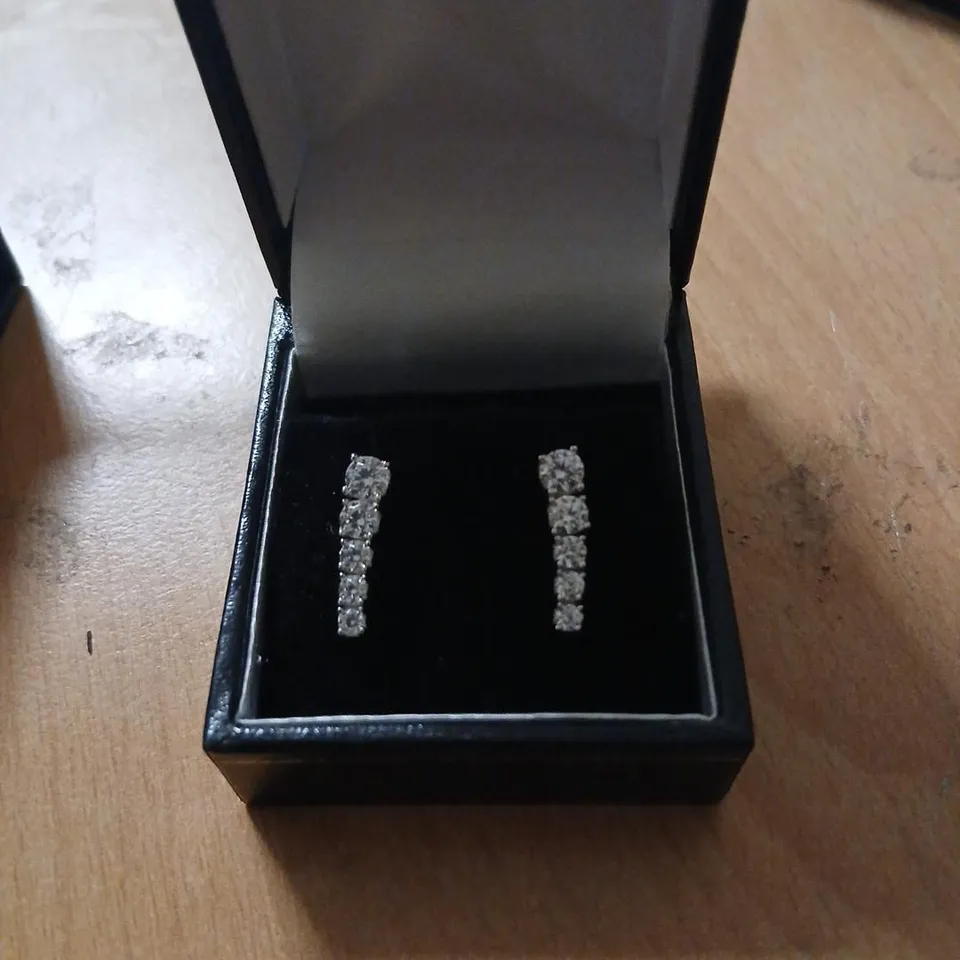 DIAMONIQUE 1.17CT PLATINUM PLATED MINI ICON EARCLIMBERS STERLING SILVER