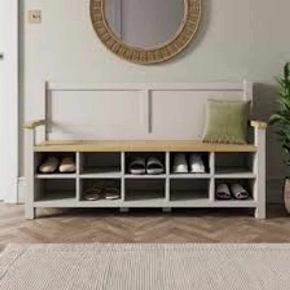 BOXED OLNEY MONK BENCH - STONE (1 BOX)