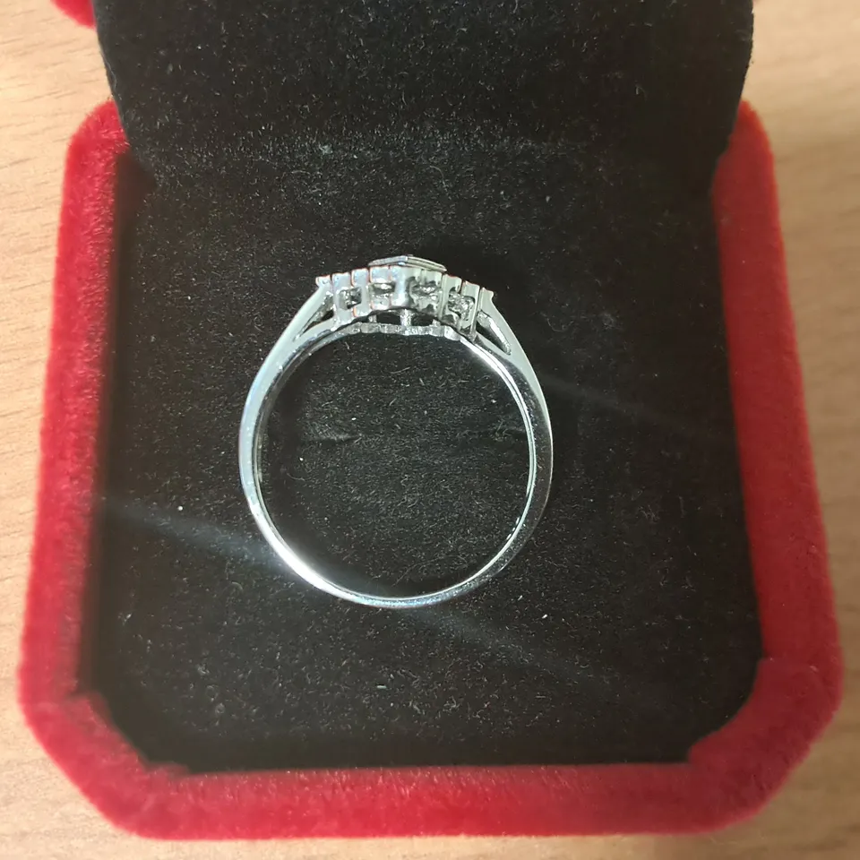 9CT WHITE GOLD DRESS RING SET WITH NATURAL DIAMONDS