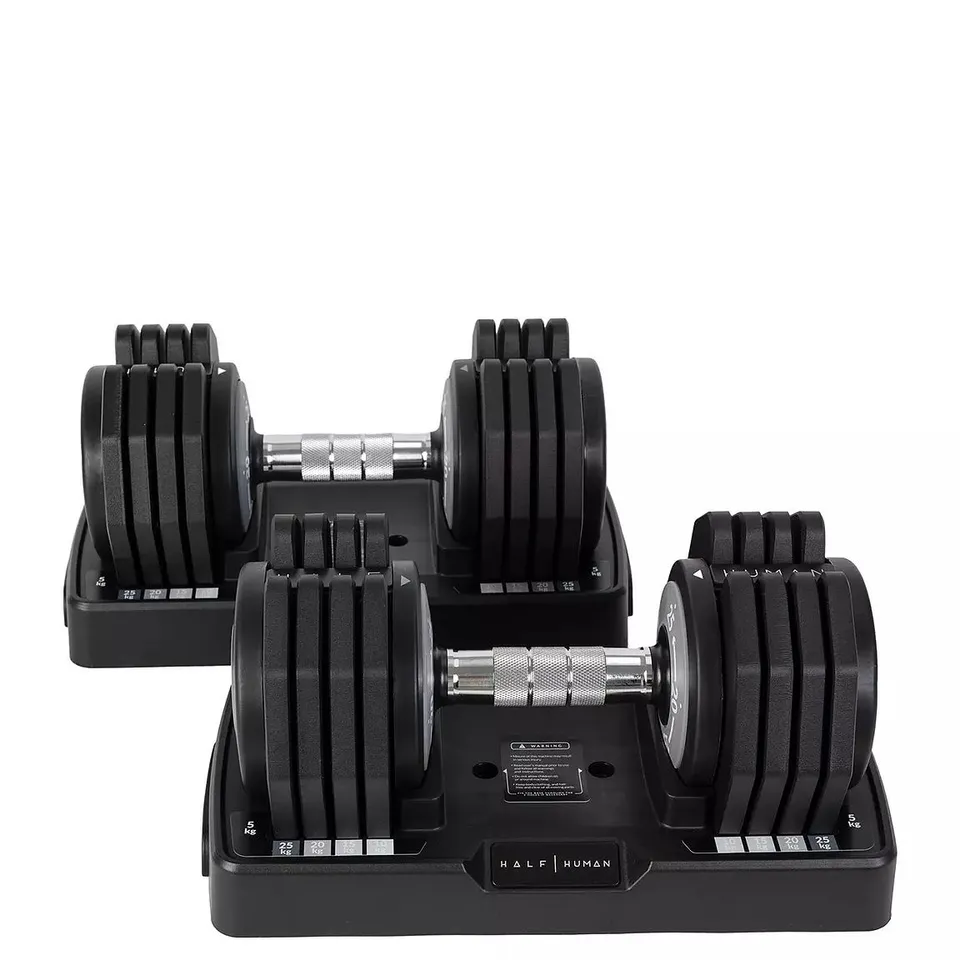 BOXED HALF HUMAN ADJUSTABLE DUMBBELLS (2 X 25KG) - 2 BOXES // RRP £249