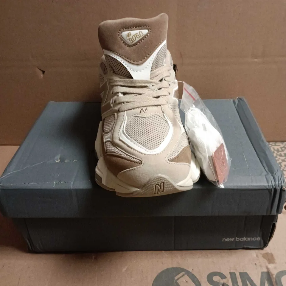 BOXED PAIR OF NEW BALANCE 9060 LIFESTYLE SNEAKERS – BEIGE/TAN - 7