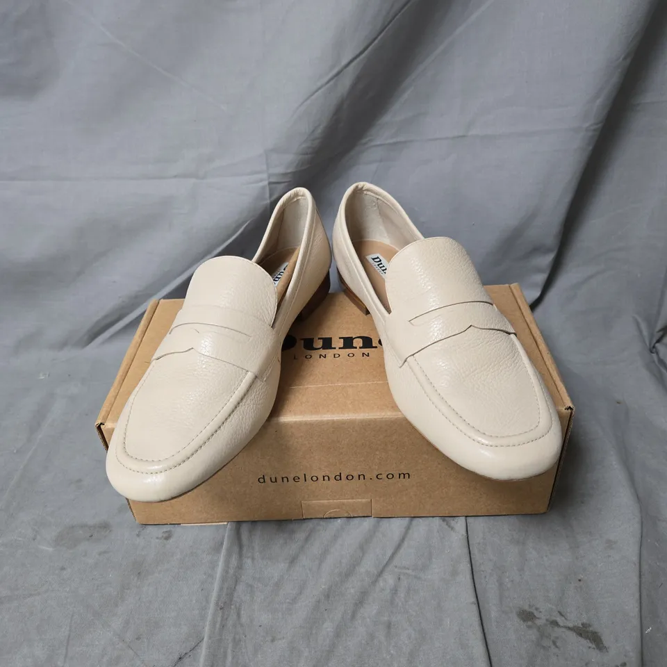DUNE LONDON CREAM LEATHER LOAFERS – WOMEN'S SLIP-ON SHOES (EU 40) SIZE 7