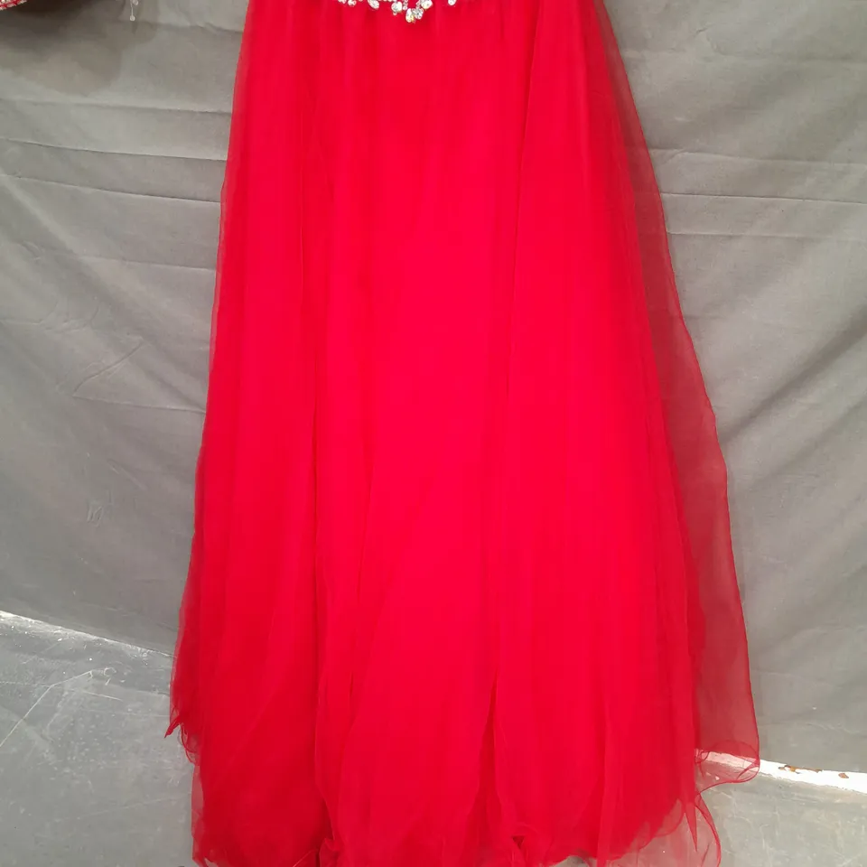 SIGNATURE COLLECTION EMBELLISHED SKIRT AND TOP SET IN RED - 0
