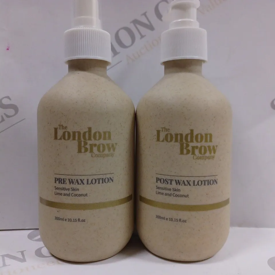 BOX OF 2 THE LONDON BROW PRODUCTS TO INCLUDE PRE WAX LOTION & POST WAX LOTION 