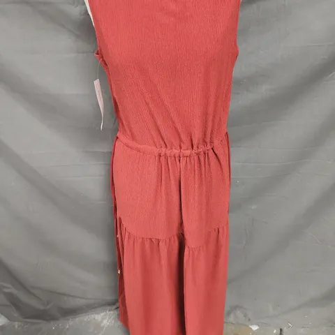 JIGSAW FINE CRINKLE JERSEY MAXI DRESS IN BROWN SIZE S