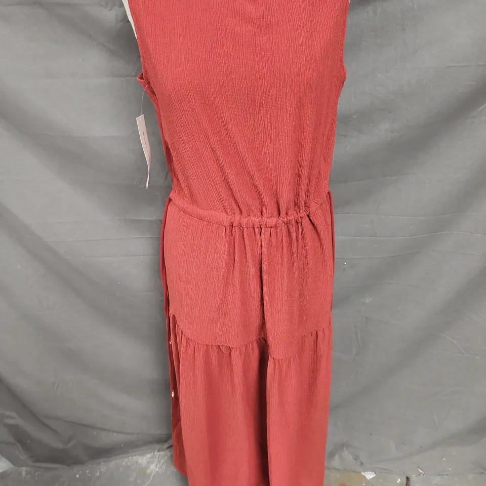 JIGSAW FINE CRINKLE JERSEY MAXI DRESS IN BROWN SIZE S