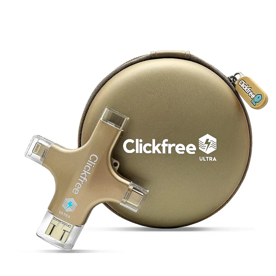 CLICKFREE ULTRA 128GB UNIVERSAL PHOTO & VIDEO BACKUP DEVICE W/ AI EDITING SUITE GOLD UNBOXED