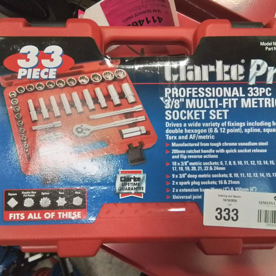 BOXED CLARKE PROFESSIONAL 33PC ?" MULTI-FIT METRIC SOCKET SET