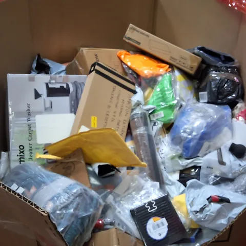 PALLET OF ASSORTED HOUSEHOLD ITEMS AND PRODUCTS TO INCLUDE;CARPET WASHER,FLOATING SHELVES,AREA RUG