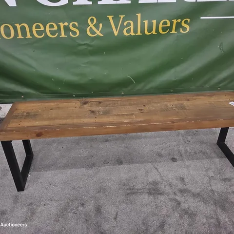 DESIGNER RECLAIMED WOODEN BENCH BLACK METAL FRAME