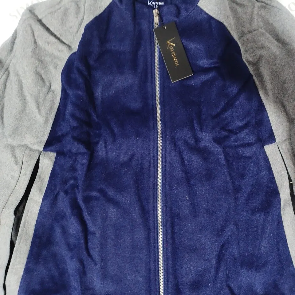 BOX OF APPROXIMATELY 10 ASSORTED CLOTHING ITEMS IN VARIOUS SIZES TO INCLUDE CAPES IN GREY/BLUE