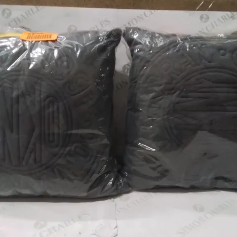 BRAND NEW SEALED SET OF 2 CIRCLE LOGO CUSHIONS COLOUR CHARCOAL 