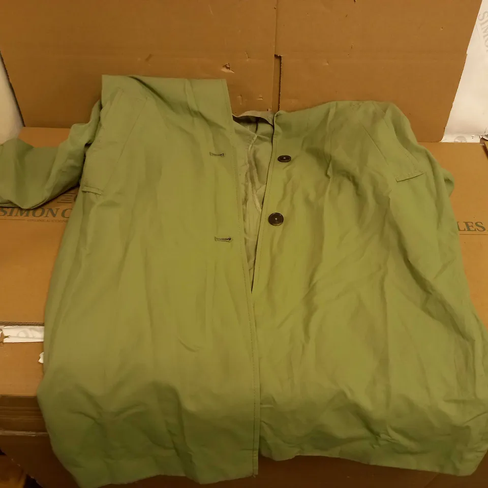 BERSHKA GREEN LONG COAT - SIZE EU M