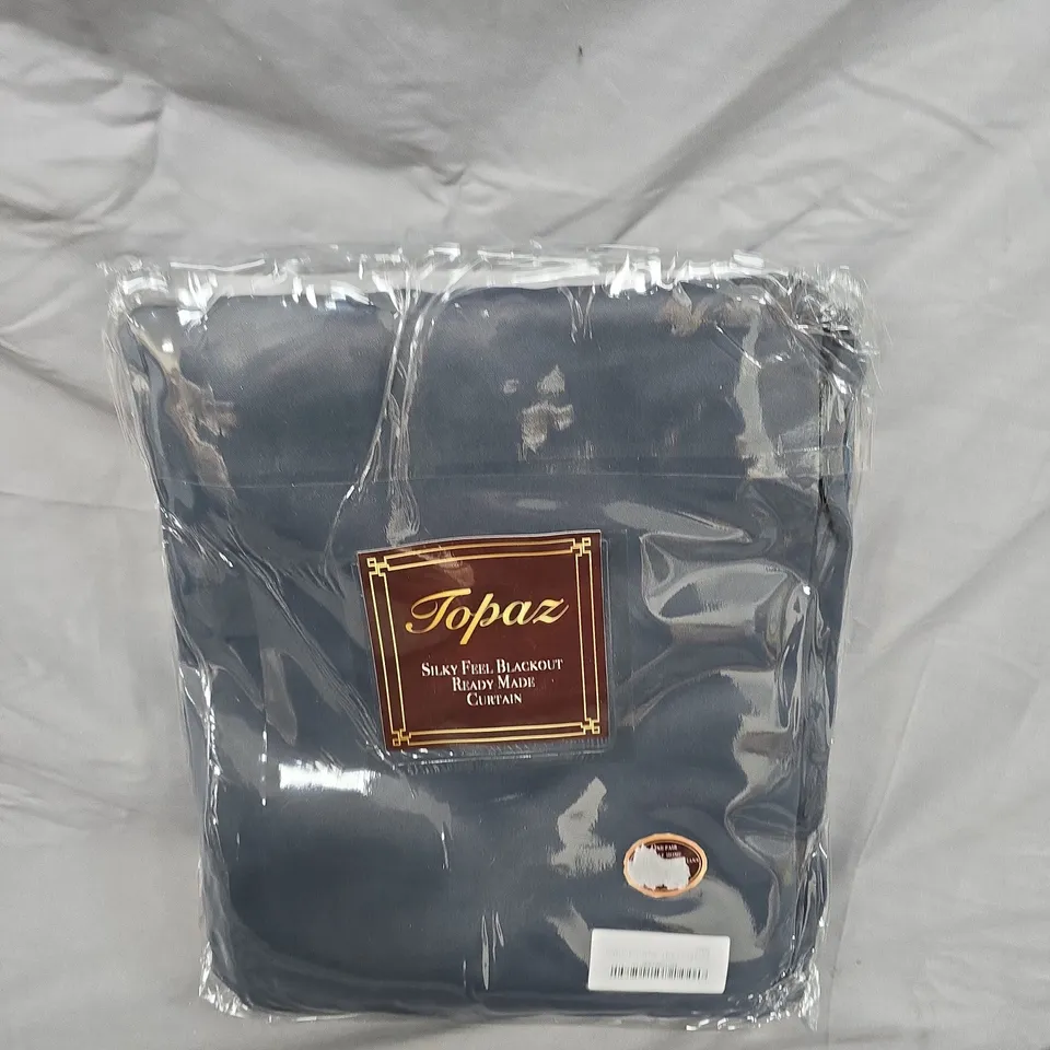 TOPAZ SILKY FEEL BLACKOUT READY MADE CURTAIN – PENCIL PLEAT, DARK NAVY