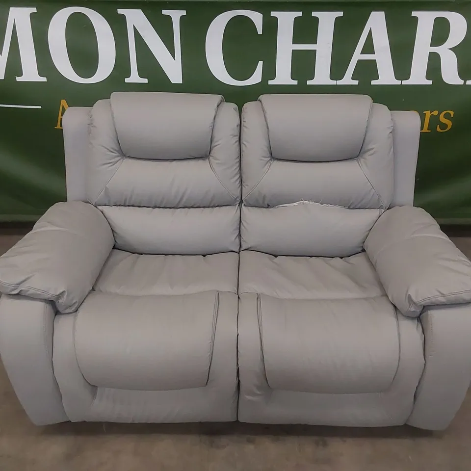 VANCOUVER 2 SEATER MANUAL RECLINER SOFA IN LIGHT GREY PREMIUM FAUX LEATHER 
