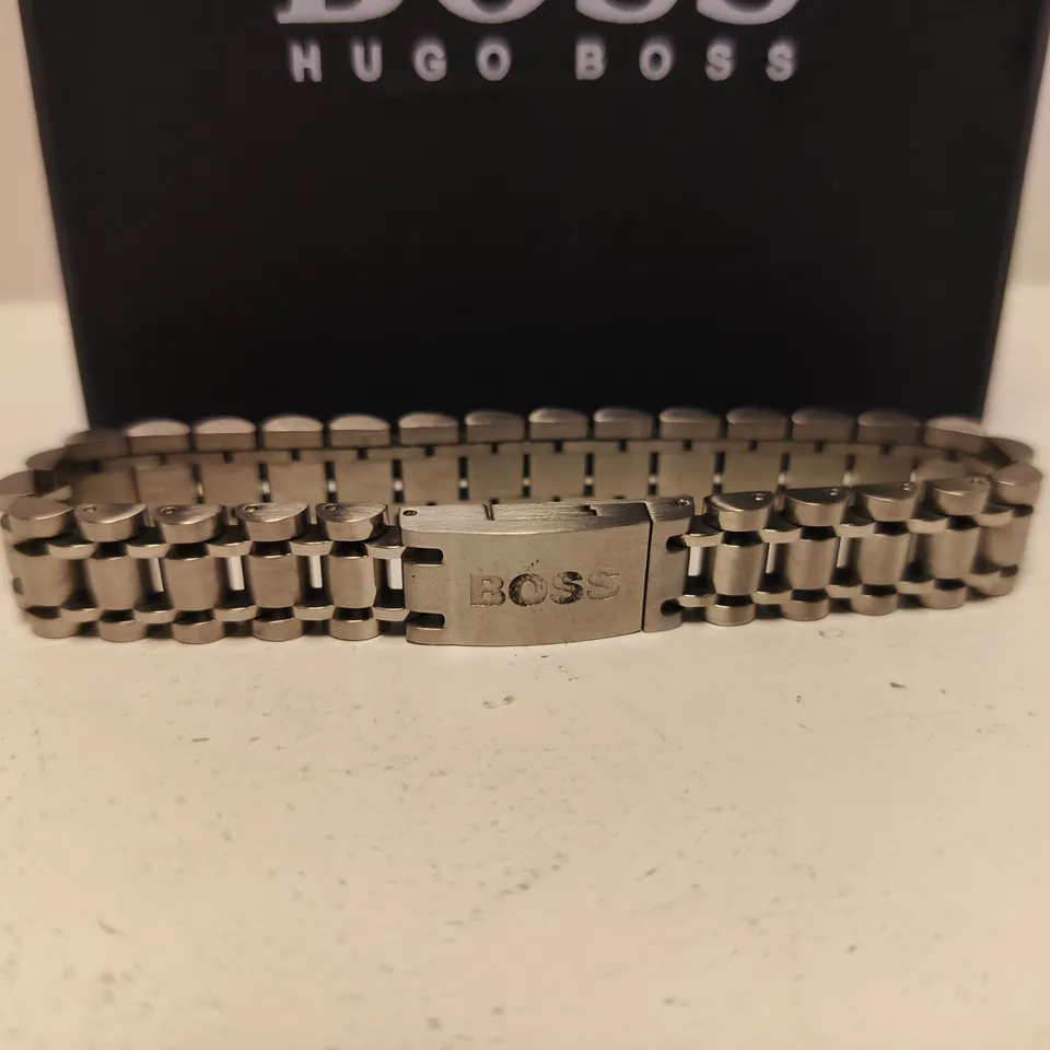 BOXED HUGO BOSS STAINLESS STEEL WATCH BRACELET WITH DEPLOYANT CLASP