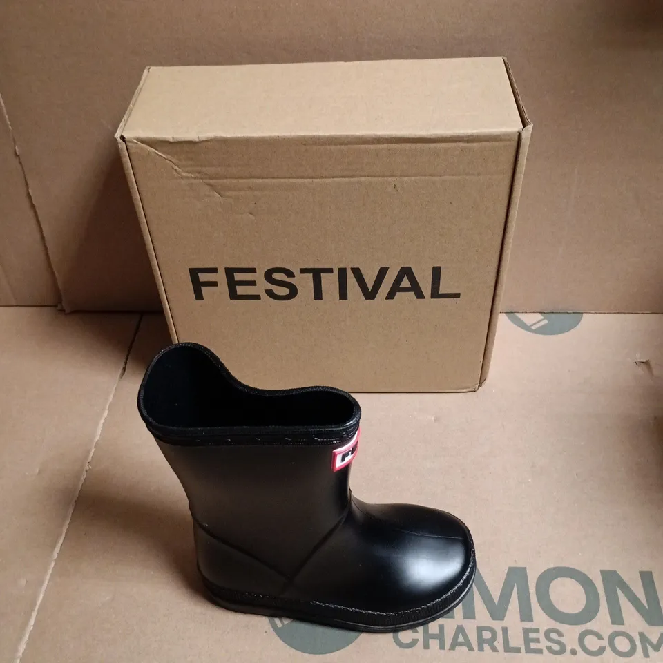 FESTIVAL KIDS' BLACK RUBBER RAIN BOOTS - EUR SIZE 23 CHILDS