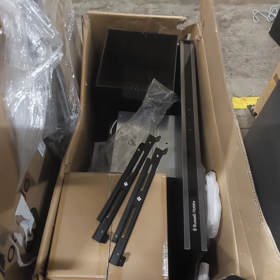 BOXED RUSSELL HOBBS 90CM MIDNIGHT ISLAND COOKER HOOD - DARK STEEL