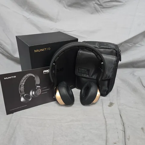 BRAND NEW BOXED MUNITIO PRO30 BRUSHED GOLD WIRELESS HEADPHONES 2AQPX-PRO30