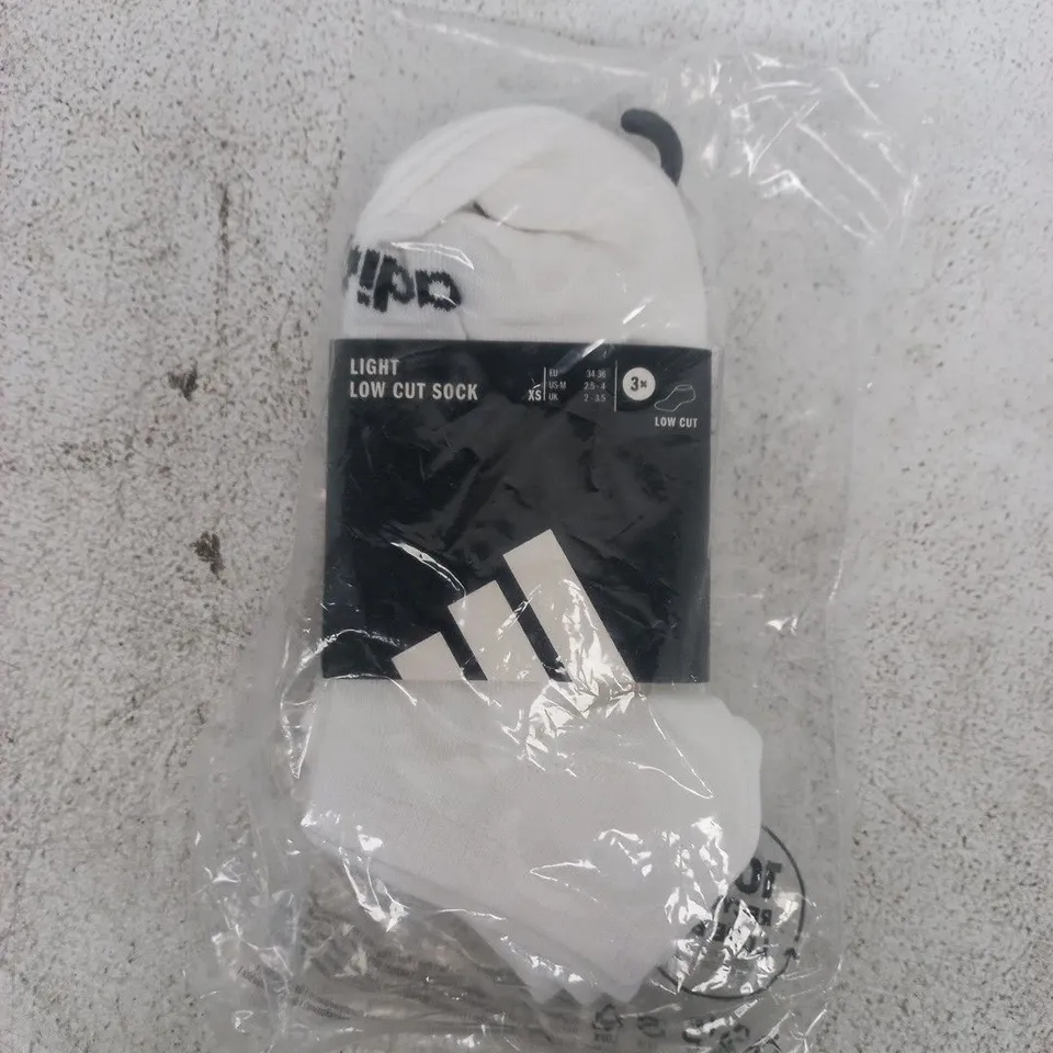 BAGGED ADIDAS LIGHT LOW CUT SOCKS (3-PACK) IN WHITE SIZE 2-3.5