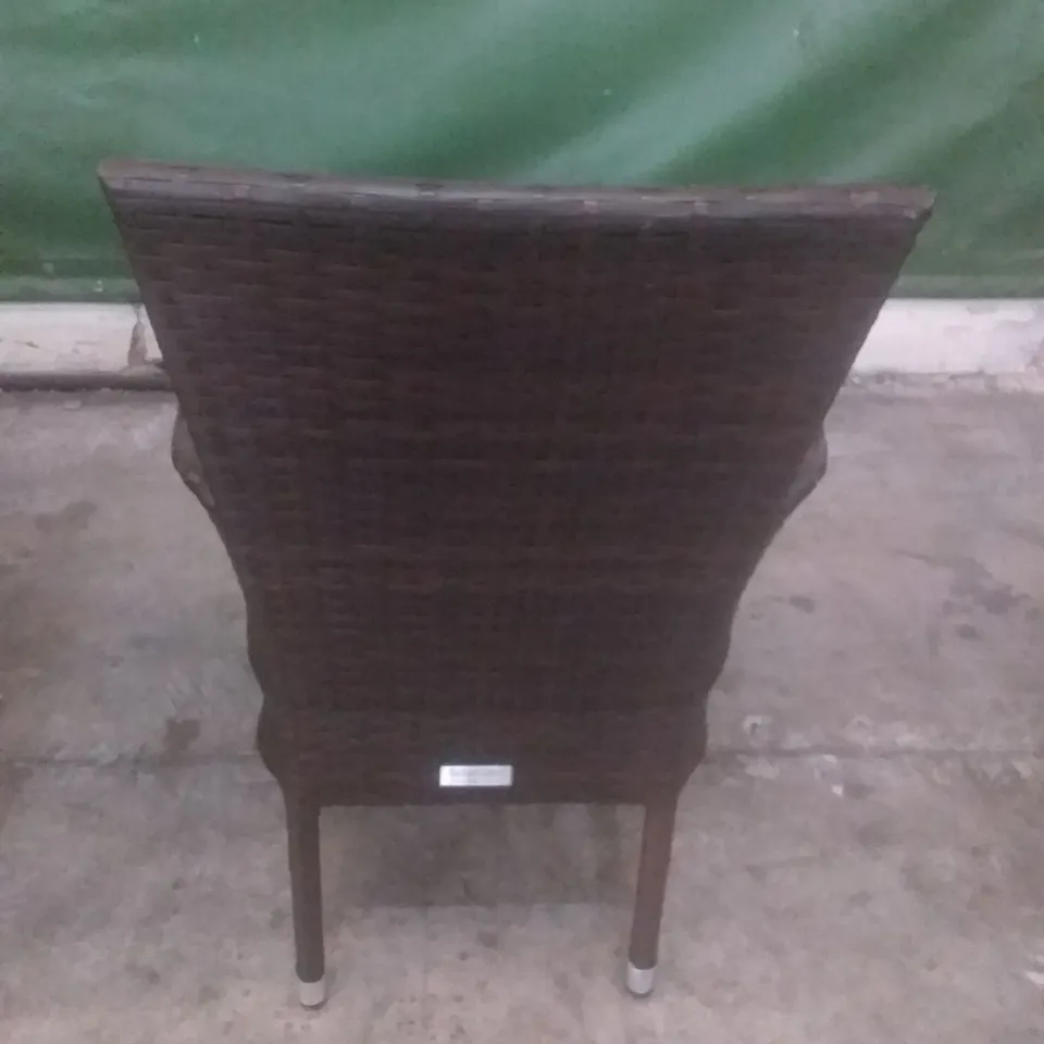 X4 RATTAN EFFECT GARDEN CHAIRS BROWN