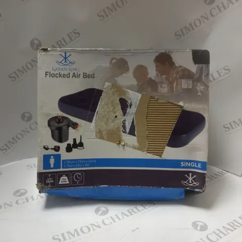 BOXED KARAN KING FLOCKED AIR BED - SINGLE