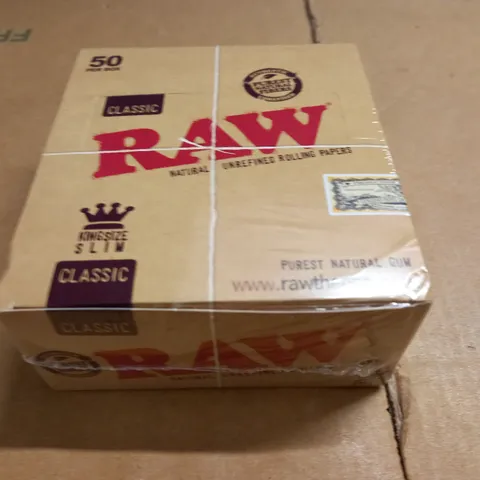 SEALED 50-PACK BOX OF RAW CLASSIC KINGSIZE RIZLAS