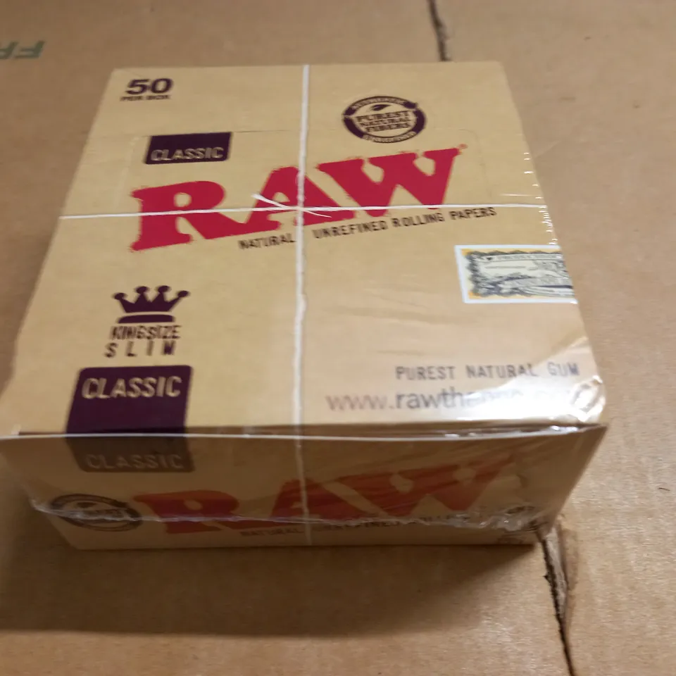 SEALED 50-PACK BOX OF RAW CLASSIC KINGSIZE RIZLAS