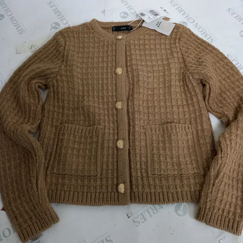 MNG LONG SLEEVE BUTTON CARDIGAN IN BROWN - SMALL