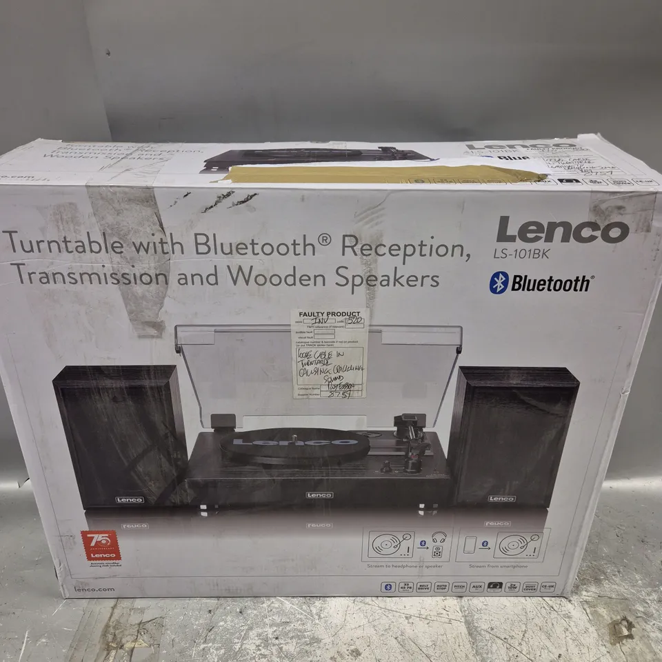 BOXED LENCO BLUETOOTH TURNTABLE WITH SPEAKERS LS-101BK