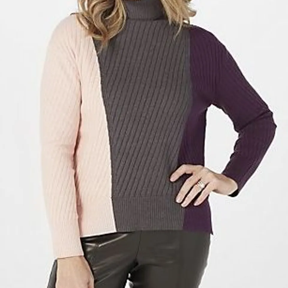 PALLET OF APPROXIMATELY 209 BRAND NEW BADGLEY MISCHKA COLOUR BLOCKED ROLL NECK JUMPERS IN DARK WINE AND CHARCOAL COMBO RRP £75 EACH
