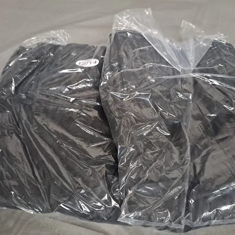 BOX OF APPROX 40 ASSORTED BLACK SATIN DRESSES - COLLECTION ONLY - SIZES VARY 