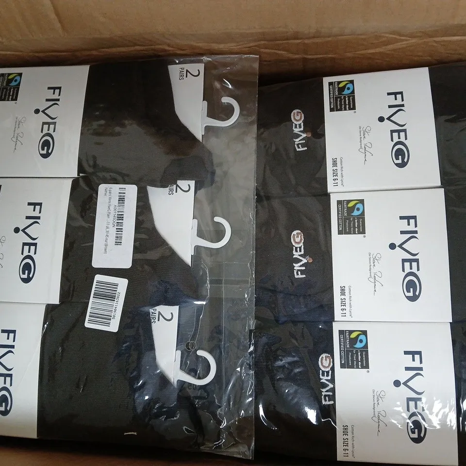 BOX OF APPROXIMATELY 20 PACKS OF FIVE G SOCKS IN BLACK - SIZES VARY - COLLECTION ONLY