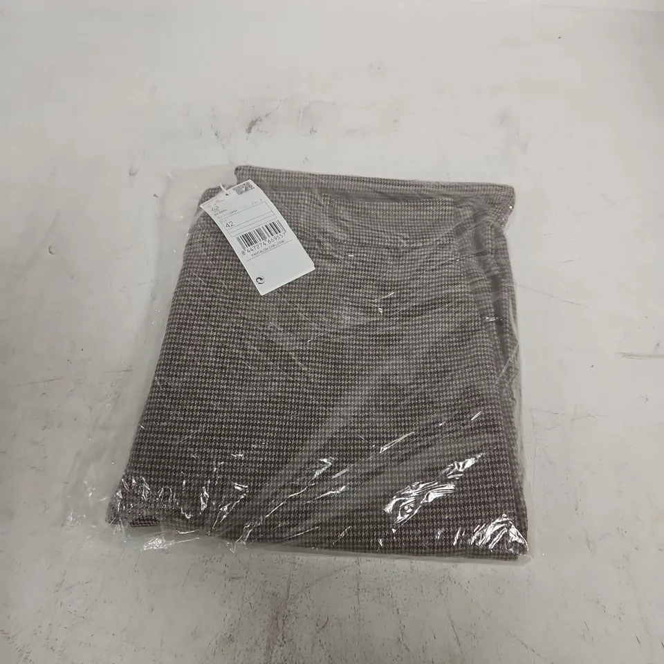 MANGO MNG WOMEN'S TROUSERS – BROWN HOUNDSTOOTH, UK 14 (EU 42)