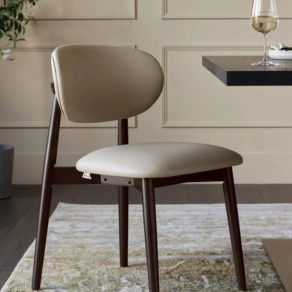 BOXED PAIR OF DANETTI RYANN NATURAL LEATHER DINING CHAIRS